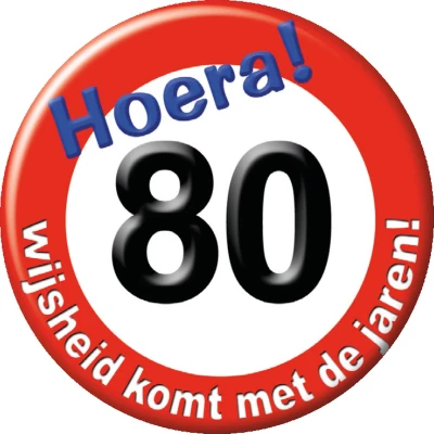Afbeelding van Button klein 80 jaar Verkeersbord per stuk