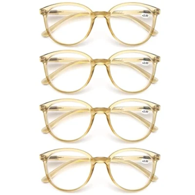 Afbeelding van MODFANS 4 stuks leesbrillen 1,5 heren en dames, bril met vergrootglas, takken veer, licht montuur