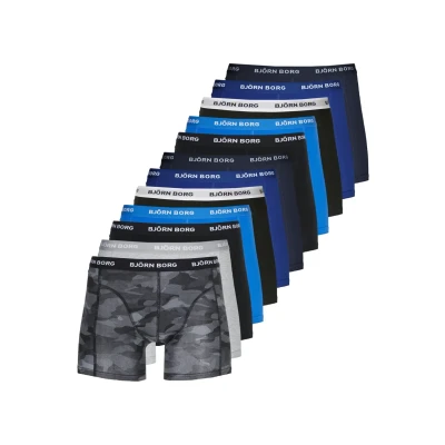 Afbeelding van Björn Borg Solid Sammy 12 PACK Onderbroeken, Heren, Maat: Medium, Black/dark blue/mottled grey