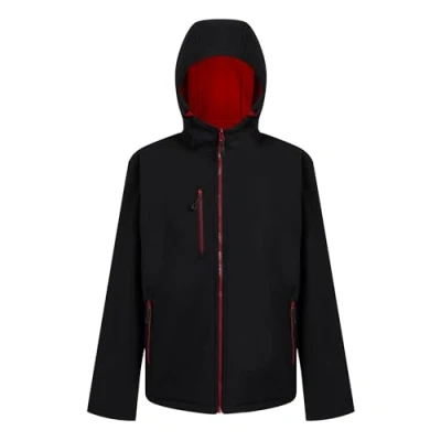 Afbeelding van Regatta Navigate 2 Layer Hooded Softshell Jacket RG705 BLACK/CLASSIC RED L