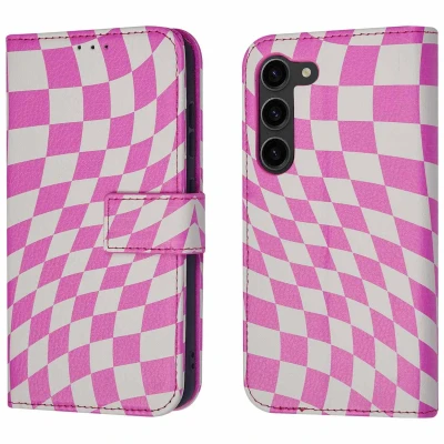 Afbeelding van iMoshion Hoesje Geschikt voor Samsung Galaxy S23 Met Pasjeshouder Design Bookcase smartphone Roze / Retro Pink