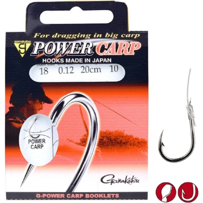 Afbeelding van Gamakatsu Onderlijnen Power Carp Barbed 20cm (10 pcs) Maat : haak 12 0,18mm