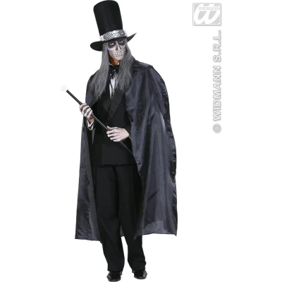 Afbeelding van Widmann Zwarte Cape 130 Centimeter Zwart One Size Halloween Verkleedkleding