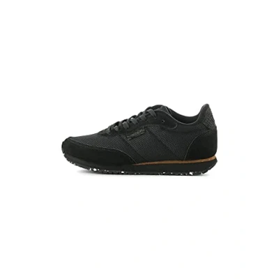 Afbeelding van Woden Signe Sneakers laag, Dames, Maat: 38, Black Leer en textiel