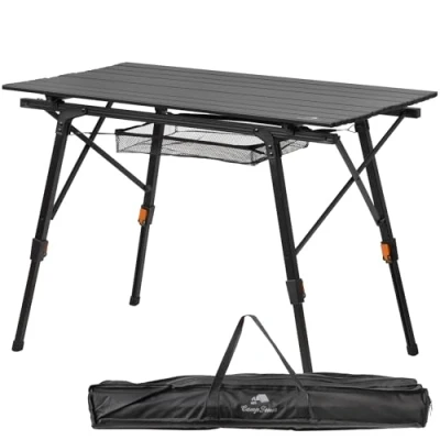 Afbeelding van CampFeuer Campingtafel, inklapbaar, 90,5 x 51,5 cm, klaptafel met draagtas, tuintafel, reistafel, in hoogte verstelbare klaptafel, bijzettafel, bijzettafel