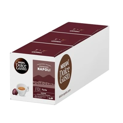 Afbeelding van NESCAFÉ Dolce Gusto Espresso Napoli, 48 koffiecapsules (Intensiteit 13, Extra Sterk en Ruch), verpakking van 3 (3 x 16 capsules)
