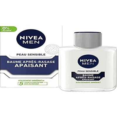 Image de NIVEA MEN Peau Sensible Baume Après Rasage (1 x 100 ml), Soin enrichi en Camomille &amp; Hamamélis, visage pour homme 0% d’alcool peaux sensibles
