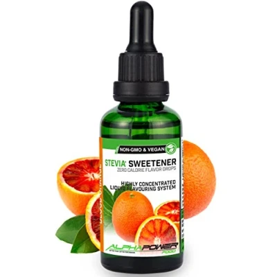 Afbeelding van ALPHAPOWER FOOD Stevia bloedsinaasappel druppels natuurlijk levensmiddelaroma, I vloeistof zoetstoffen sterk geconcentreerd, 1 x 50 ml. Flavour Drops, Flavdrops