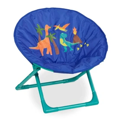 Afbeelding van relaxdays Moonchair Dino Kinderstoel, klapstoel, 47 x 50 48 cm (h b d), kinderstoel voor binnen en buiten, blauw