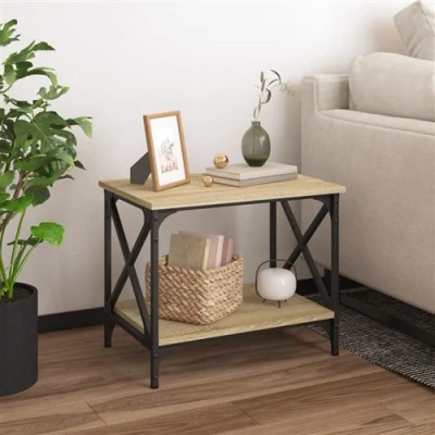 Afbeelding van Bijzettafel 55x38x45 cm bewerkt hout sonoma eikenkleurig