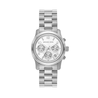 Afbeelding van Michael Kors dames Iconic Runway horloge MK7325 in de kleur Zilver