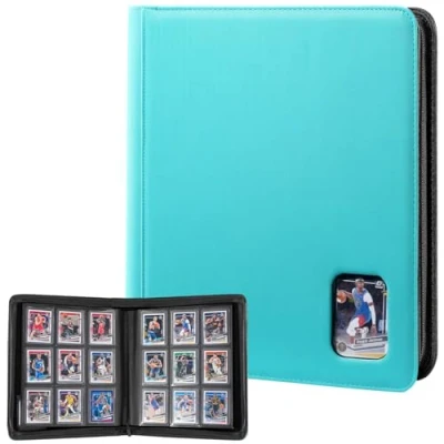 Afbeelding van ProCase Ordner Toploader kaarten, album toploaders 324 vakken in 3 x 4 inch voor Magic, TCG, Yu Gi Oh, MTG lichtblauw