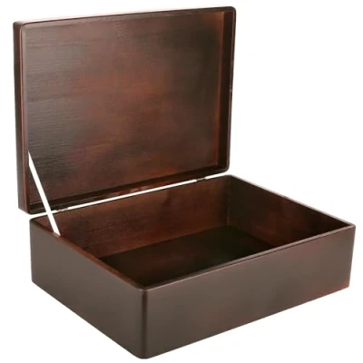Afbeelding van Creative Deco XL Bruin Grote Houten Doos Opbergdoos 40 x 30 14 cm met Deksel Kerst, Kerstmis Cadeau