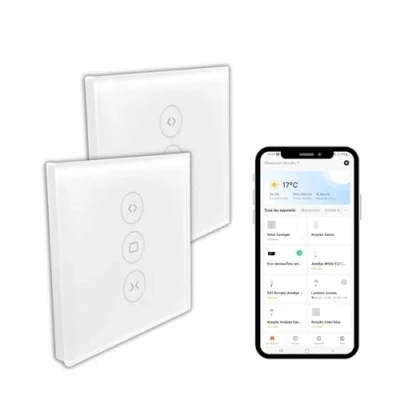 Afbeelding van Konyks Vollo Max 3 Set van 2 slimme rolluikschakelaars eenvoudige installatie, spraakbesturing met Alexa, Google Home en Siri afstandsbediening, tijdprogrammering,