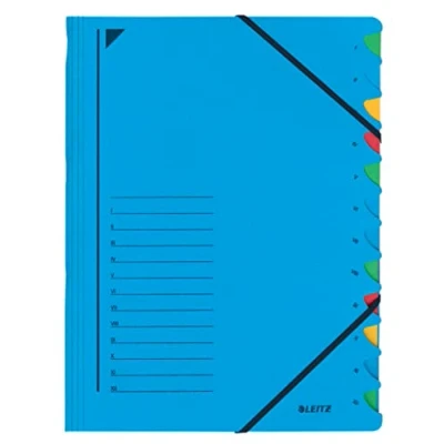 Afbeelding van Leitz bureau sorteermap, karton, ft A4, 12 tabs, blauw voorordner