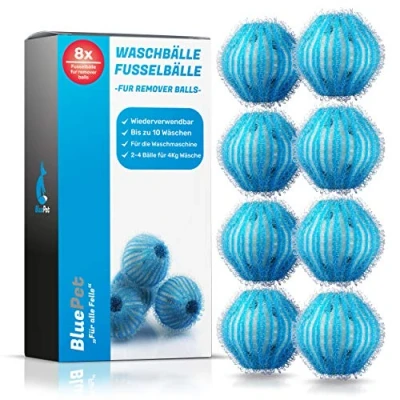 Afbeelding van Bluepet® RolloTollo 2.0 zelfreinigende pluisroller, verwijdert dierenhaar van huisdieren, voor het verwijderen op de bank, bed &amp; meubels, pluisborstel hondenhaar en kattenharen, 8 x pluisballen.