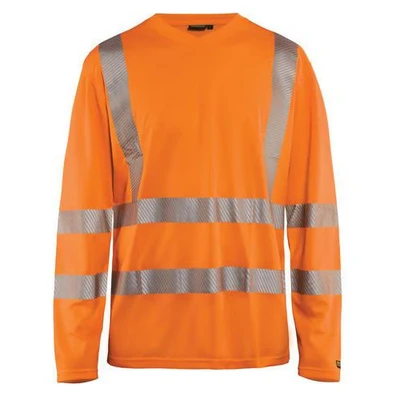 Image de T shirt manches longues haute visibilité col en V anti UV orange