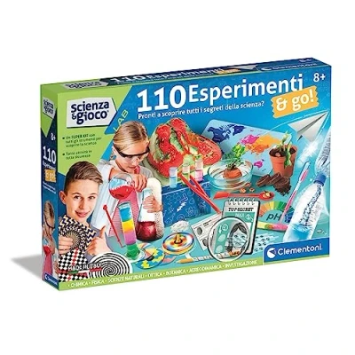Afbeelding van Clementoni Lab 110 experimenten &amp; Go wetenschappelijk spel, 8 jaar, laboratorium voor wetenschappen, kinderen, chemie, natuurkunde, plantkunde, gemaakt in Italië, kleur Italiaans,