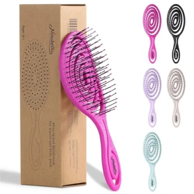 Image de Ninabella mini haarborstel zonder trekken borstel voor op reis ontwarrende droog en nat haar ontklitterborstel extensionsborstel roze