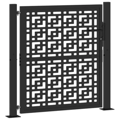 Afbeelding van Poort met kruisontwerp 105x105 cm staal zwart