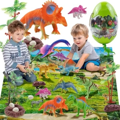 Afbeelding van XUNIVERS dinosaurus speelgoed met speelmat, figuur, voor kinderen, 3 6 jaar, jongens, cadeau 3, 2, 4, 5, jongens