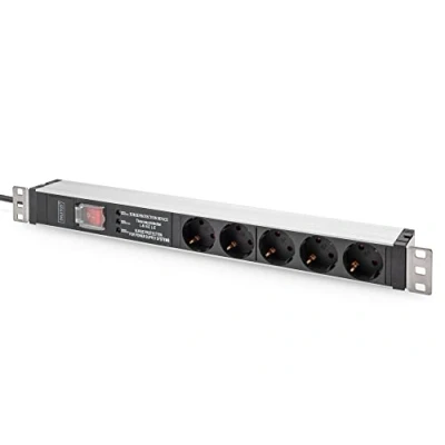 Afbeelding van Digitus DN 95433 19 inch Stekkerdoos voor patchkast 1 HE Geaarde contactdoos Geschikt kastdiepte: vanaf 300 mm Aluminium, Aluminium (geëloxeerd), Zwart,