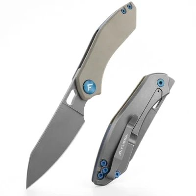 Afbeelding van FLISSA opvouwbaar zakmes met G10 handvat, multifunctioneel mes gevouwen lengte 9 cm riemclip, kampeermes voor wandelen, reizen