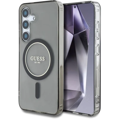 Afbeelding van Guess Etui Glitter Circle Classic Logo MagSafe do Samsung Galaxy S25 czarny (Samsung S25), Smartphonehoes, Zwart