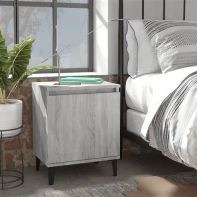 Afbeelding van Nachtkastjes 2 st met metalen poten 40x30x50 cm grijs sonoma