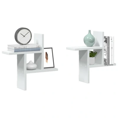 Afbeelding van vidaXL Wandschappen 2 st 38x12x38 cm bewerkt hout wit