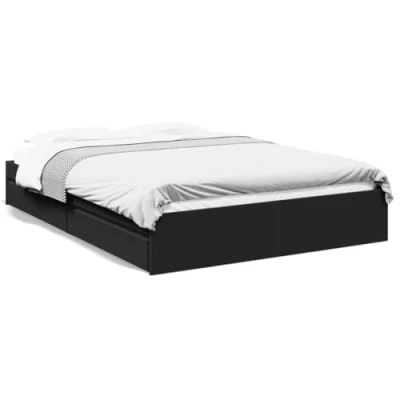 Afbeelding van vidaXL Bedframe met lades bewerkt hout zwart 150x200 cm