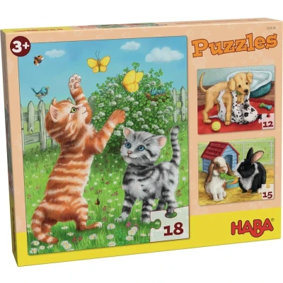 Afbeelding van Haba Legpuzzel Huisdieren 3 in 1 Junior Karton 45 Stukjes