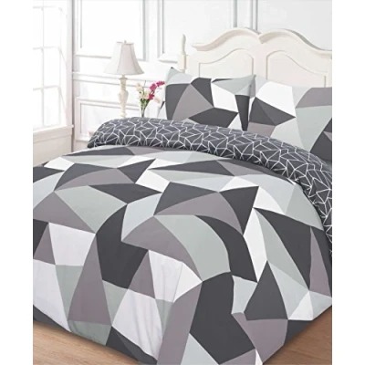 Image de Formes géométriques Double Housse de couette et taie d&#039;oreillers Noir