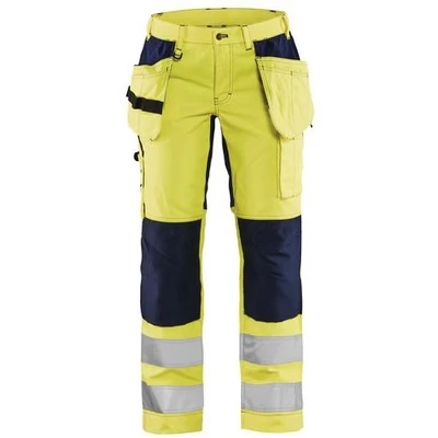 Image de Pantalon haute visibilité stretch femme jaune fluorescent/marine