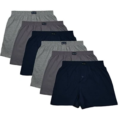 Afbeelding van MioRalini 6 heren boxershort in klassieke kleuren 100% katoen zonder zijnaden naadloze maat 5 10, met gulp en knop set 03, L