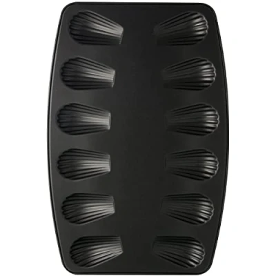 Afbeelding van Zenker 7541 Madeleines bakvorm, madeleinenplaat, vorm voor zoute en zoete madeleines, roestvrij staal, zwart, 26 x 39 1 cm