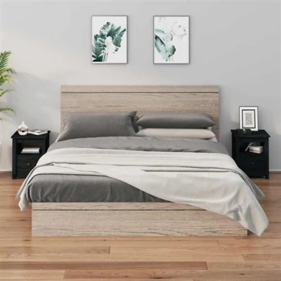 Afbeelding van Nachtkastje 40X35X49 Cm Massief Grenenhout 2 / Zwart