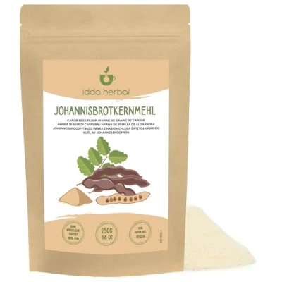 Afbeelding van johannesbroodmeel E410 250 g, johannesbroodpoeder, bruikbaar als zetmeel, voor ijs, johannesbroodgom E410, viscositeit 3000 cps.