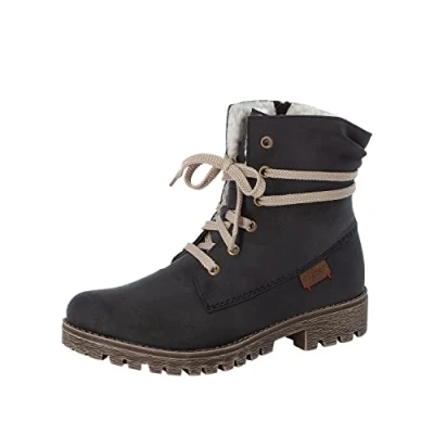 Afbeelding van Rieker Veterboots, Dames, Maat: 38, Atlantic/mogano Hoogwaardig imitatieleer