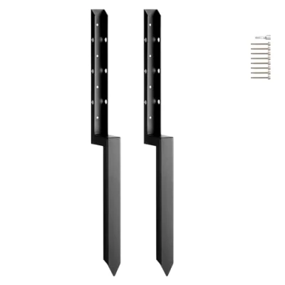 Image de VEVOR Kit de réparation poteau clôture, 2 pcs, support en acier robuste, intérieur 51 x mm, piquet d&#039;ancrage au sol pour clôture bois incliné ou cassé