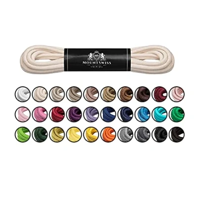Afbeelding van Mount Swiss© Luxury veters, gewaxt, rond, voor leren schoenen, Ø 2 3 mm, lengtes 45 120 cm, roomwit, 80
