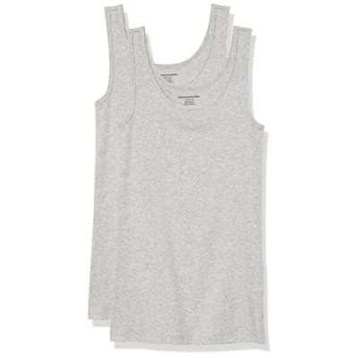 Image de Amazon Essentials Débardeur en coupe cintrée Women&#039;s, Pack of 2, Gris Clair Chiné, XS