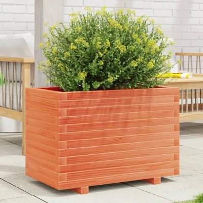 Afbeelding van Plantenbak 70x40x49,5 cm massief grenenhout wasbruin