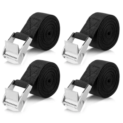 Afbeelding van Romon 2 m bevestigingsriemen, set van 4 ratelriemen met 25 mm gesp, laadveiligheid, belastbaarheid tot 250 kg, ankerriem sluiting voor motorfiets, fiets, truck