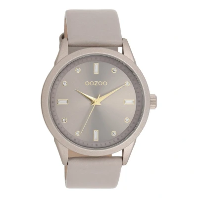 Afbeelding van OOZOO Timepieces taupe horloge met leren band C11287