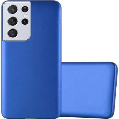 Afbeelding van Cadorabo Hoesje geschikt voor Samsung Galaxy S21 ULTRA in METAAL BLAUW Beschermhoes gemaakt van flexibel TPU silicone Case Cover