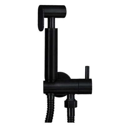 Afbeelding van Wiesbaden RVS 304 mat zwarte bidet handdoucheset rond