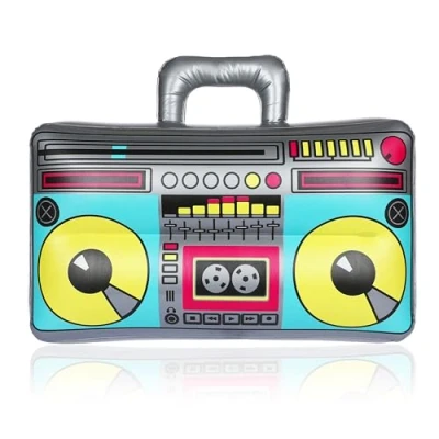 Afbeelding van FunX Opblaasbare Ghetto Blaster Boom Box Retro Disco accessoires voor carnaval, feestjes en verkleedpartijen Jaren 80 90 Assi, hiphop outfit, kleine set
