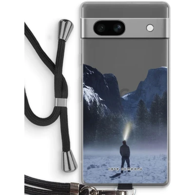 Afbeelding van Case Company® hoesje met Koord geschikt voor Google Pixel 7A Wanderlust Telefoonhoesje Zwart Bescherming aan alle Kanten en Over de Schermrand