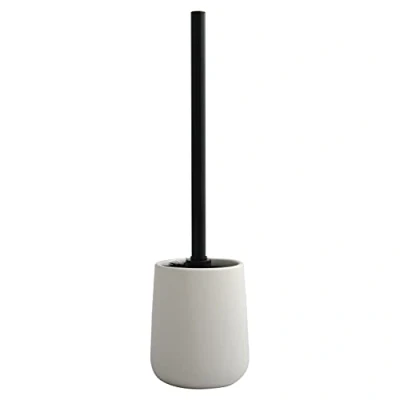 Afbeelding van MSV Toiletborstel in houder/wc borstel Malmo keramiek/rvs wit/zwart 39 x 10 cm